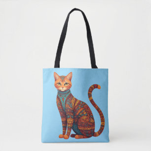 Bohemistische Katzenkunst Farbige Stammeskatze Tasche