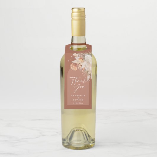Bohenian boho Rost Terracotta Hochzeit danke Flaschenanhänger (Auf Flasche)