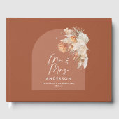 Bohenian boho Rost Terracotta Hochzeit mr und mrs Gästebuch (Vorderseite)
