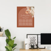 Bohenian Boho Rost Terracotta Hochzeitsplanung Poster (Heimbüro)