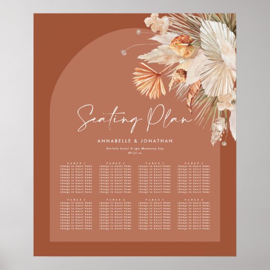 Bohenian Boho Rost Terracotta Hochzeitsplanung Poster (Vorne)