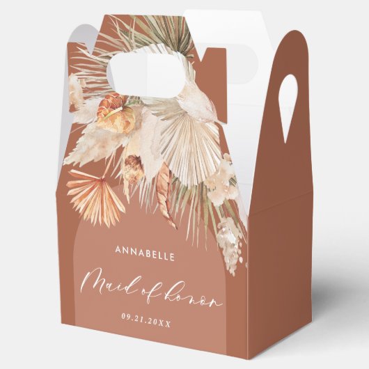 Bohenian boho Rost Terracotta Trauzeugin Geschenkschachtel (Geöffnet)