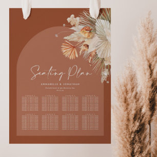 Bohenian boho rust terracotta wedding seating plan poster