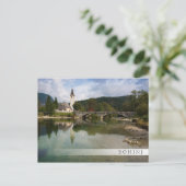 Bohinj See mit Kirche in Slowenien Bar postcard Postkarte (Stehend Vorderseite)