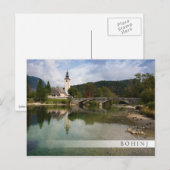 Bohinj See mit Kirche in Slowenien Bar postcard Postkarte (Vorne/Hinten)