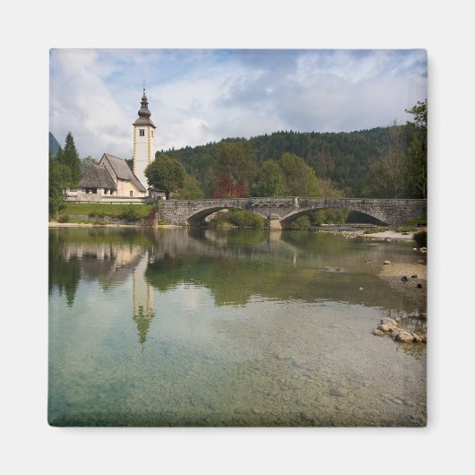 Bohinj See mit Kirche in Slowenien Magnet (Vorne)