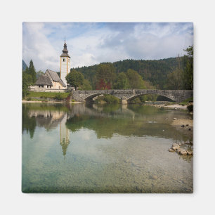 Bohinj See mit Kirche in Slowenien-Magneten Magnet