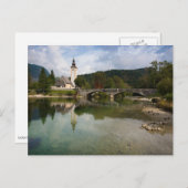 Bohinj See mit Kirche in Slowenien Postkarte (Vorne/Hinten)