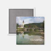 Bohinj See mit Kirche in Slowenien Textmagnet Magnet (Vorderseite/Rückseite)