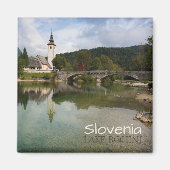 Bohinj See mit Kirche in Slowenien Textmagnet Magnet (Vorne)