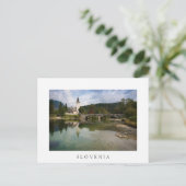 Bohinj See mit Kirche in Slowenien weiße Postkarte (Stehend Vorderseite)