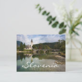 Bohinj See mit Kirche, Slowenien Doppeltextkarte Postkarte (Stehend Vorderseite)