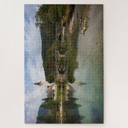 Bohinj See mit Kirchenreflexion in Slowenien Puzzle (Vertikal)