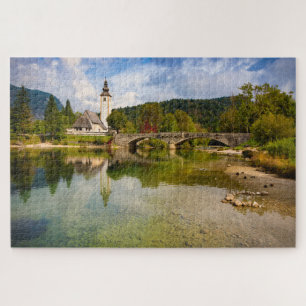Bohinj-See mit Kirchenreflexion in Slowenien Puzzle