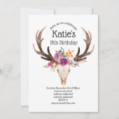 Böhm, Schädel, Antler, Geburtstag Einladung (Vorderseite)