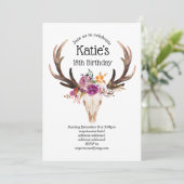 Böhm, Schädel, Antler, Geburtstag Einladung (Stehend Vorderseite)