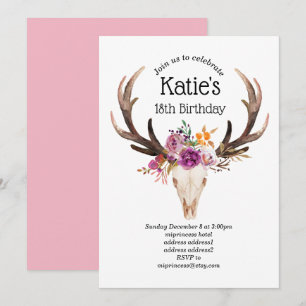Böhm, Schädel, Antler, Geburtstag Einladung