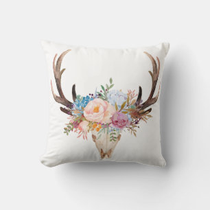 Böhm, Stielschädel, Antler, boholischer Blumenstra Kissen