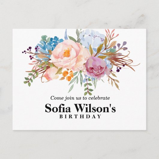 Böhmen, Pfirsiche, Geburtstag Postkarte Einladung (Vorderseite)