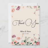 Böhmisch-Chic Blumenhochzeit danke Karte (Vorderseite)