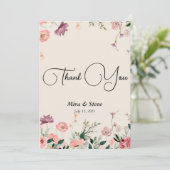Böhmisch-Chic Blumenhochzeit danke Karte (Stehend Vorderseite)