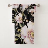 Böhmisch-Chic Rosa Blume dunkelblütig Badhandtuch Set (Insitu)