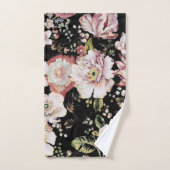 Böhmisch-Chic Rosa Blume dunkelblütig Badhandtuch Set (Handtuch)