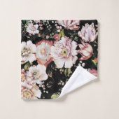 Böhmisch-Chic Rosa Blume dunkelblütig Badhandtuch Set (Waschlappen)