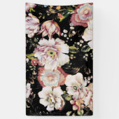 Böhmisch-Chic Rosa Blume dunkelblütig Banner (Vertikal)