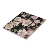 Böhmisch-Chic Rosa Blume dunkelblütig Fliese (Seite)