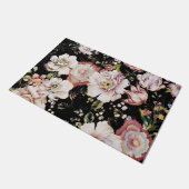 Böhmisch-Chic Rosa Blume dunkelblütig Fußmatte (Schrägansicht)