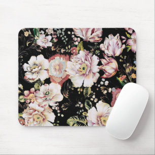 Böhmisch-Chic Rosa Blume dunkelblütig Mousepad