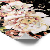 Böhmisch-Chic Rosa Blume dunkelblütig Poster (Ecke)