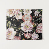 Böhmisch-Chic Rosa Blume dunkelblütig Wandteppich (Vorderseite (Horizontal))