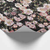 böhmisch-französisch-schicke schwarze Blüte Geschenkpapier (Ecke)