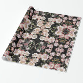 böhmisch-französisch-schicke schwarze Blüte Geschenkpapier (Ungerollt)