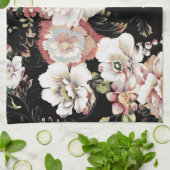 böhmisch-französisch-schicke schwarze Blüte Geschirrtuch (Gefaltet)