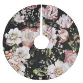 böhmisch-französisch-schicke schwarze Blüte Polyester Weihnachtsbaumdecke (Vorderseite)