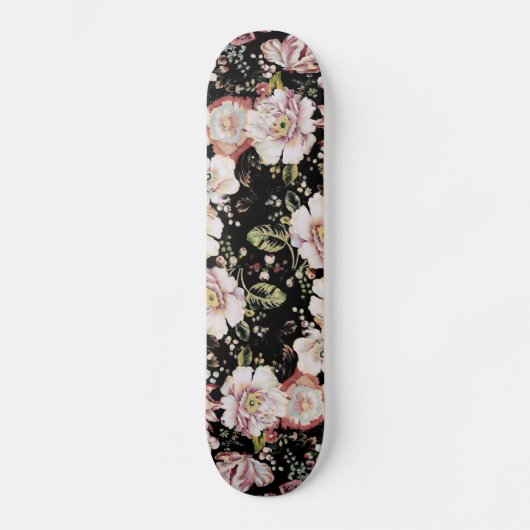 böhmisch-französisch-schicke schwarze Blüte Skateboard (Vorderseite)