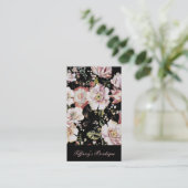 böhmisch-französisch-schicke schwarze Blüte Visitenkarte (Stehend Vorderseite)