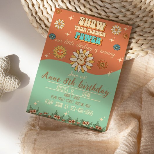 Böhmisch-Groovy Stil Retro 8. Geburtstag Einladung