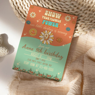 Böhmisch-Groovy Stil Retro 9. Geburtstag Einladung