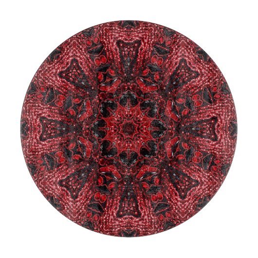 Böhmisch-marokkanischer Maroon-Borgade-Mandala Schneidebrett (Vorderseite)