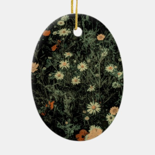 Böhmisch-Schwarze Wildblume Keramik Ornament (Hinten)