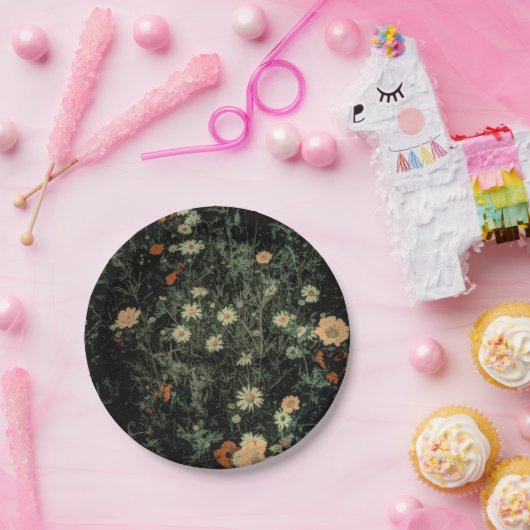 Böhmisch-Schwarze Wildblume Pappteller (Party)