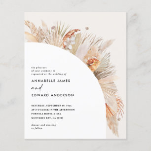 Böhmisch-Terrakotta Pampas Gras Hochzeit Flyer