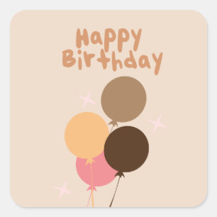 Böhmische Ballons Alles Gute zum Geburtstag   Quadratischer Aufkleber