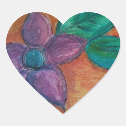 böhmische Blume Herz-Aufkleber (Vorderseite)