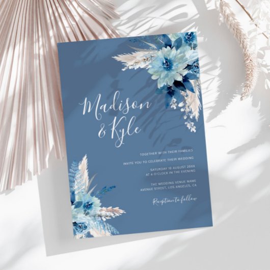 Böhmische Hochzeit mit blühenden Blumen Einladung