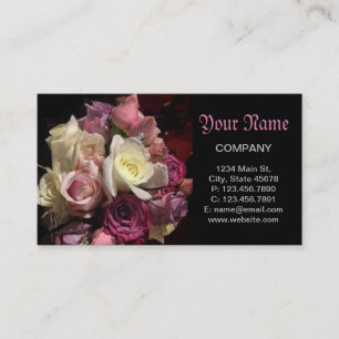 böhmische Naturweine, rosa Rosen und Rosen in Rosa Visitenkarte